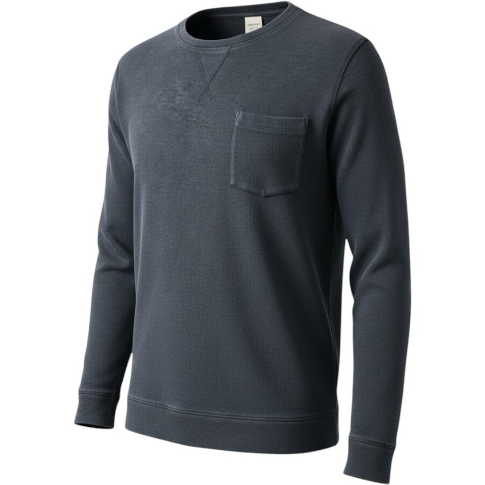 Carbon 2 Cobalt Mens XL Charcoal Grey Waffle Knit Crew Neck Pocket Shirt